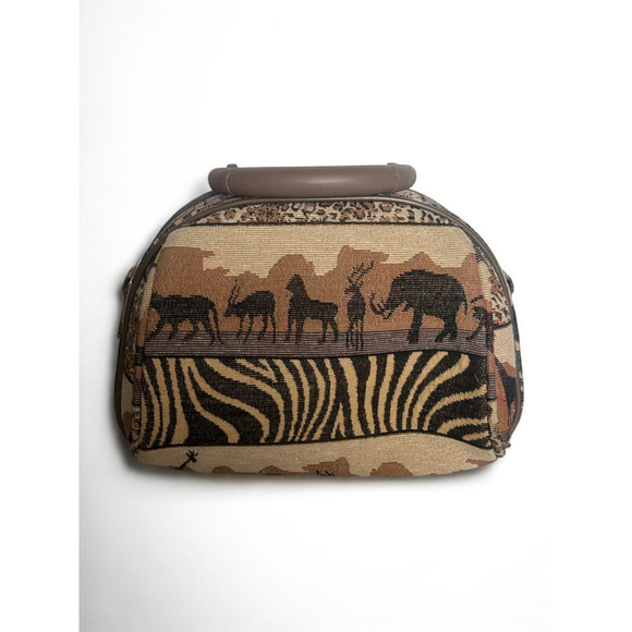 Bon Voyage Paris Safari Print Travel Vanity Case Bag Carry-On Organizer - Picture 4 of 10